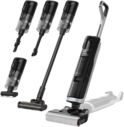 DREAME H14 Dual 5-in-1 Wet & Dry Vacuum Cleaner, Smart Dosing Cleaner, Flat Design, Brush Wash at 60°C, 5 Min Drying at 60°C, GlideWheel, 18 kPa Suction Power, Detangling Scraper