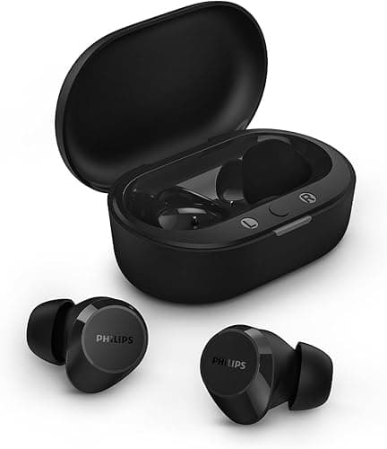 Philips TAT1209BK True Wireless In Ear Bluetooth Headphones - Small Buds, Great Value, Natural Sound with Dynamic Bass, Clear Calls and Pocket-Sized Charging Case - Black