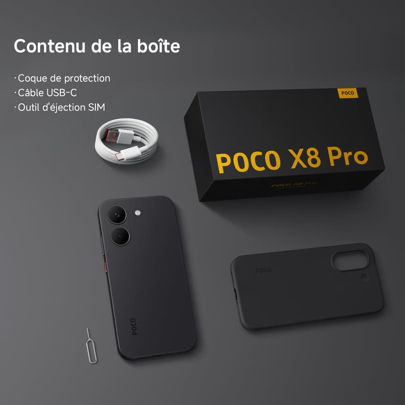 POCO X8 Pro, Smartphone 8+256 GB, Flagship Dimensity 8500-Ultra, 6500mAh (typ) battery, ultra-bright AMOLED display, 50MP Sony IMX882 with OIS, Black, 1 year extra warranty, Charger Not Included - 5