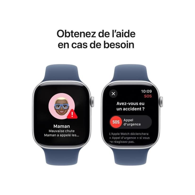 Apple Watch Series 10 (46 mm GPS) Montre connectée avec Boîtier en Aluminium Argent et Bracelet Sport Denim (M/L). Suivi de l’activité Physique, app ECG, écran Retina Toujours activé - 6