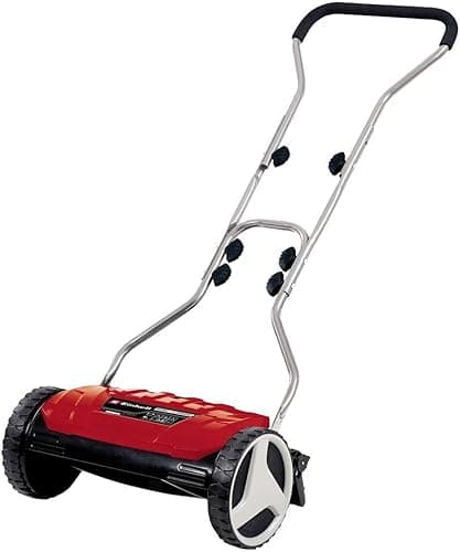 Einhell GE-HM 38 S Handheld Lawnmower (38 cm Cutting Width, 4-Level Cutting Height Adjustment, without Drive, for up to 250 m², 5 Cutting Blades Made Steel), Black/Red