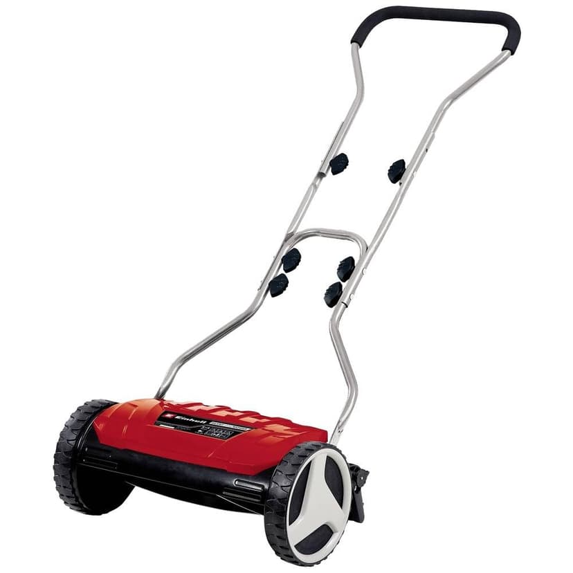 Einhell GE-HM 38 S Handheld Lawnmower (38 cm Cutting Width, 4-Level Cutting Height Adjustment, without Drive, for up to 250 m², 5 Cutting Blades Made Steel), Black/Red - 1