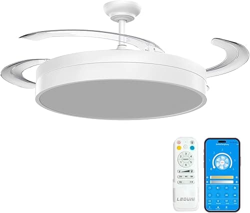 Fan with Light LED Lamp 72W Invisible Ultra Quiet Fan with Remote Control and Retractable Blades Φ52*H40cm Decoration Light Cold/Neutral/Warm Indoor Ceiling Light