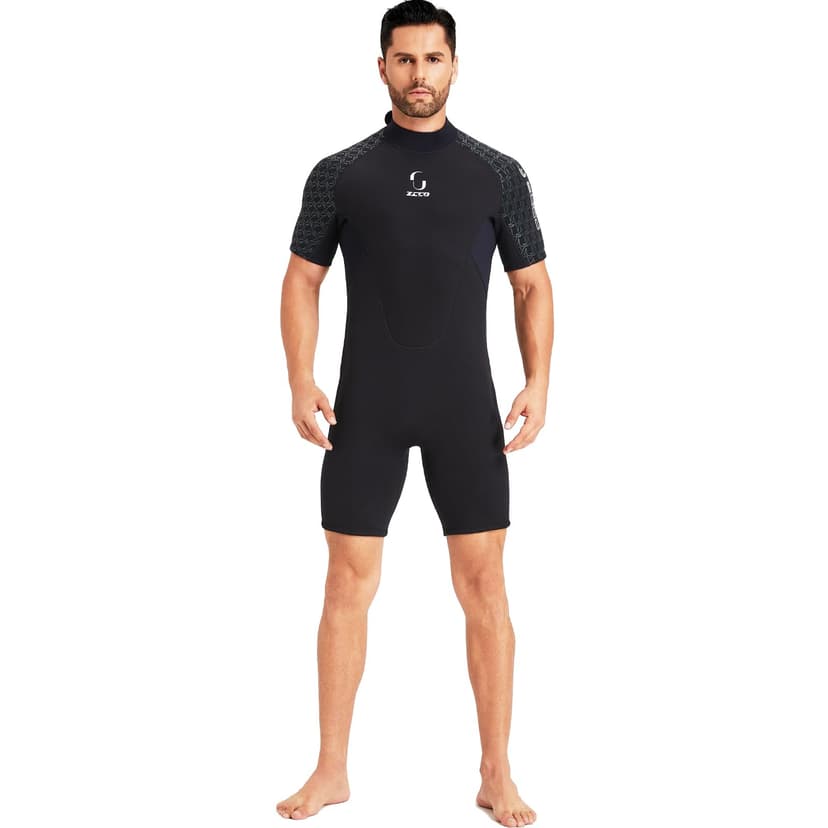 Wetsuits Men's Neoprene Women's 3mm Back Zipper Shorty Wetsuits for Surfing Snorkeling Canoe Spearfishing Diving Swimming Stand Up Paddleboarding Kayaking(Black) - 3