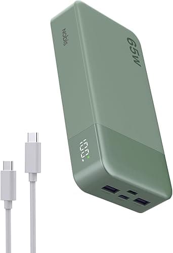 NOBIS 65W Batterie Externe 20000mAh, Batterie Externe Charge Rapide PD QC, 2*USB-C (in/Out) & 2*USB-A Power Bank avec écran Digital pour Ordinateur Portable, téléphone, Tablette, écouteurs