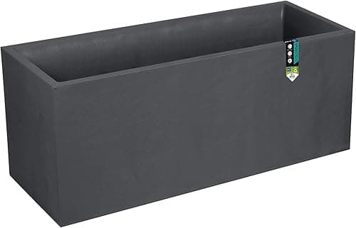 EDA Plastics Planter VOLCANIA "stone decor" anthracite gray - 99.5 x 39 x 43