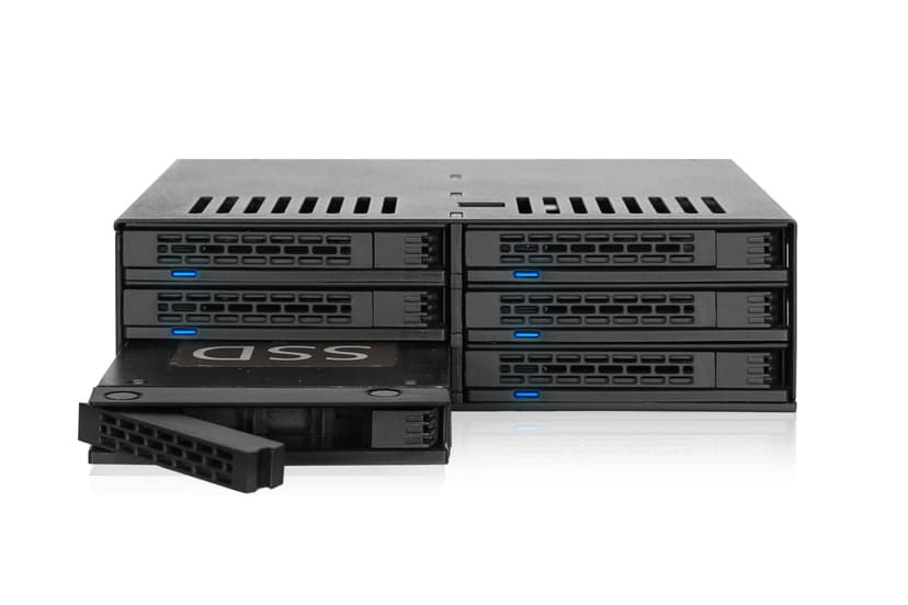 ICY DOCK ExpressCage MB326SP-1B Lot de 6 racks amovibles pour disque dur SATA/SAS 2,5" avec plateaux sans vis dans une baie 5,25" - 3