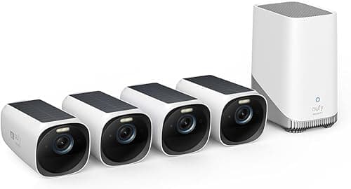 eufy security S330 eufyCam 3, outdoor security camera, 4K wireless surveillance camera solar 4+1 with face recognition K.I, colored night vision, expandable memory 16TB, toll free use