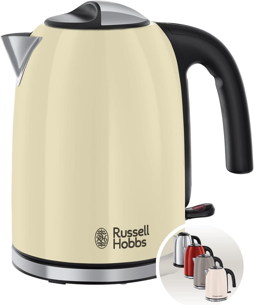 Russell Hobbs Kettle [1.7l, 2400W] Colours+ stainless steel cream (pressure cooking function, removable lime filter, optimised spout, external water level indicator) tea maker 20415-70 - 1