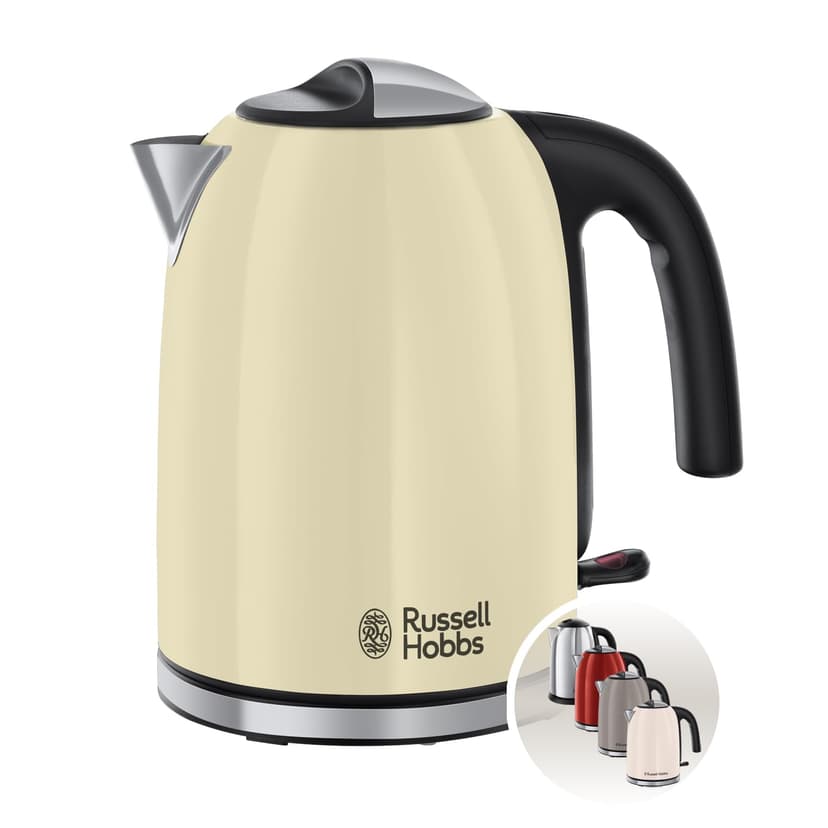 Russell Hobbs Kettle [1.7l, 2400W] Colours+ stainless steel cream (pressure cooking function, removable lime filter, optimised spout, external water level indicator) tea maker 20415-70 - 1