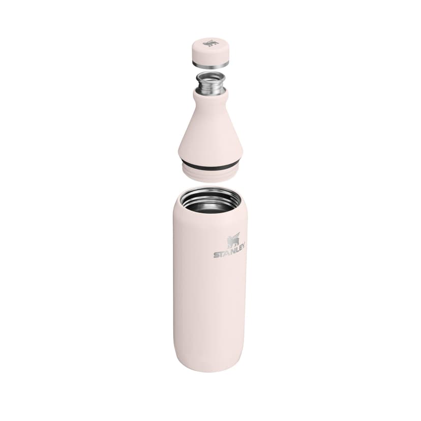 Stanley The All Day Slim Sports Water Bottle 0.6L - Cold For 6 Hours - Iced For 11 Hours - BPA-Free Recycled Stainless Steel Coffee Flask - Leakproof - Dishwasher Safe - Rose Quartz - 9