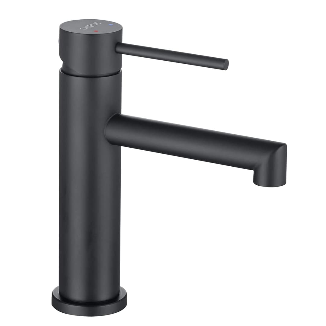 ONECE Tap Black Bathroom Faucet, Single Lever Mixer Tap with Removable Bubbler, Black Finish, Stainless Steel, Contemporary Style