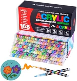 Guangna Acrylic Pens 168, Fine Tip Felt Pens, Flexible an…