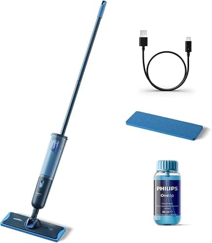 Philips OneUp 3000 Series Serpillère électrique – 2 sols Plus Propres², 2 Fois Plus Rapides, sans Fil, avec Pivot à 360°, tampons réutilisables lavables, Batterie Longue durée (XV3101/01)