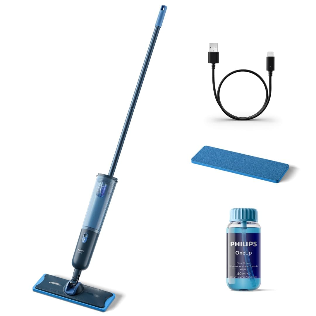 Philips OneUp 3000 Series Electric Mop - 2X Cleaner Floors², 2X Faster Mopping, Cordless With 360° Rotating Hinge, Washable Reusable Pads, Long-Lasting Battery (XV3101/01)