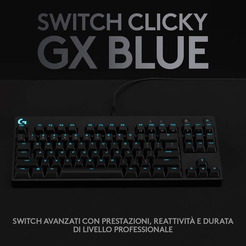 Logitech G PRO Tastiera gaming meccanica, ultraportatile senza tastierino numerico, cavo micro-USB rimovibile, tasti con retroilluminazione RGB LIGHTSYNC da 16,8M di colori, US Intl, PC/Mac - Nero - 4