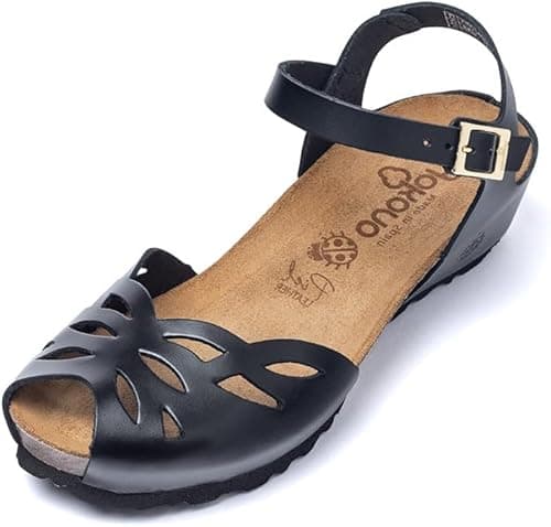 Monaco 003 Wedge Sandal Black, Black/White, 6 UK