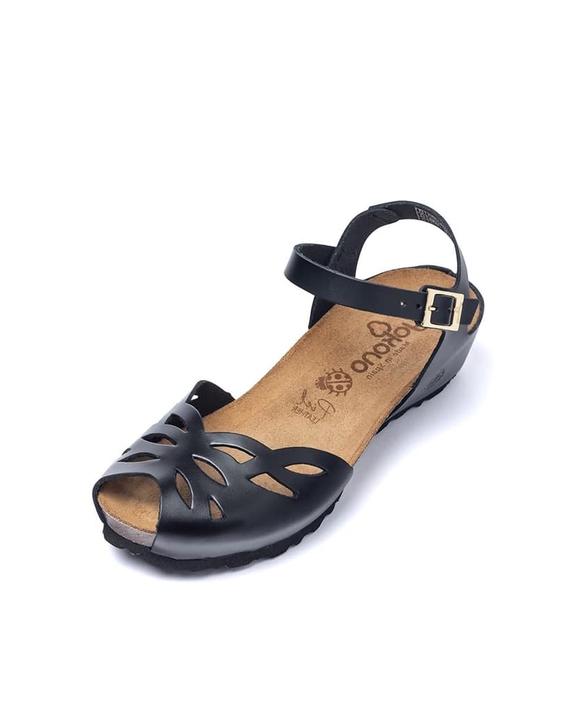 Monaco 003 Wedge Sandal Black, Black/White, 6 UK - 1