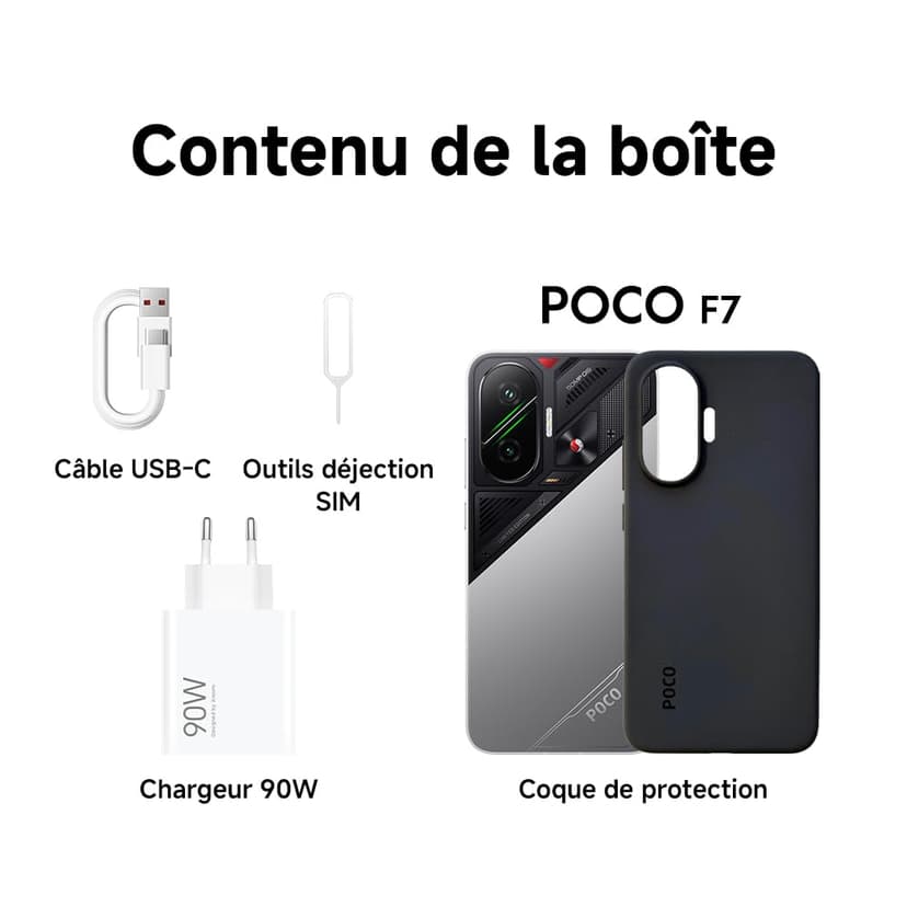 POCO F7 Smartphone, 12+256GB, Black, Flagship Snapdragon® 8s Gen 4, 6500mAh battery, 50MP Sony camera with OIS, 6.83 inch 1.5K 120Hz AMOLED display (Included power adapter) - 3