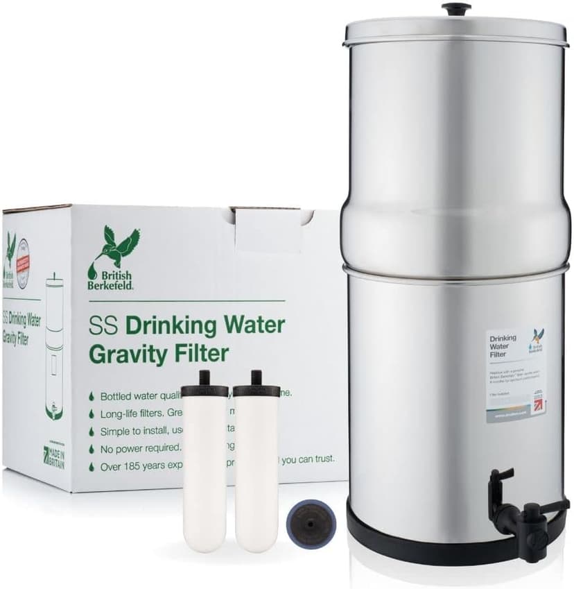 British Berkefeld 8.5L Stainless Steel Gravity Water Filter System | Comes With 2 Ultra Sterasyl Cartridges | Great Tasting Clean Water | No Power Or Plumbing Required | For Home Or Outdoor Use - 9
