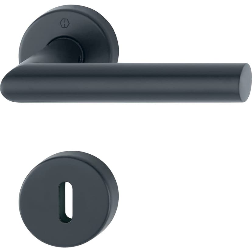 HOPPE 12033212 BB, Black Amsterdam Handle Set on Rosette, Stainless Steel matt - 1