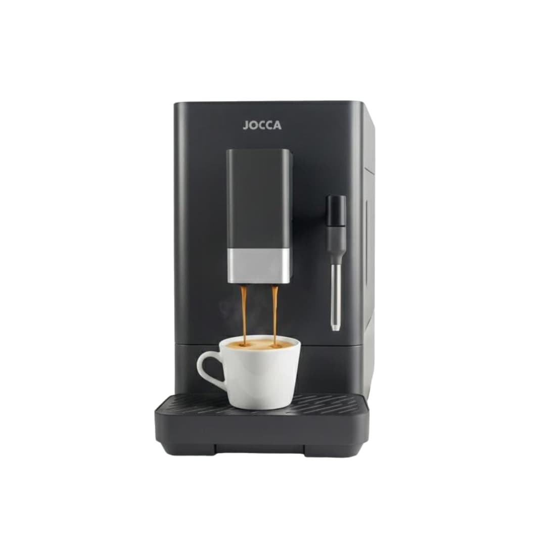 Jocca - Superautomatic Coffee Maker 20 Bars, 1350W, 1.5L Reservoir, 15 Levels Integrated Grinder, Milk Steamer, Espresso Functions, Double Espresso and American, Self-Cleaning System