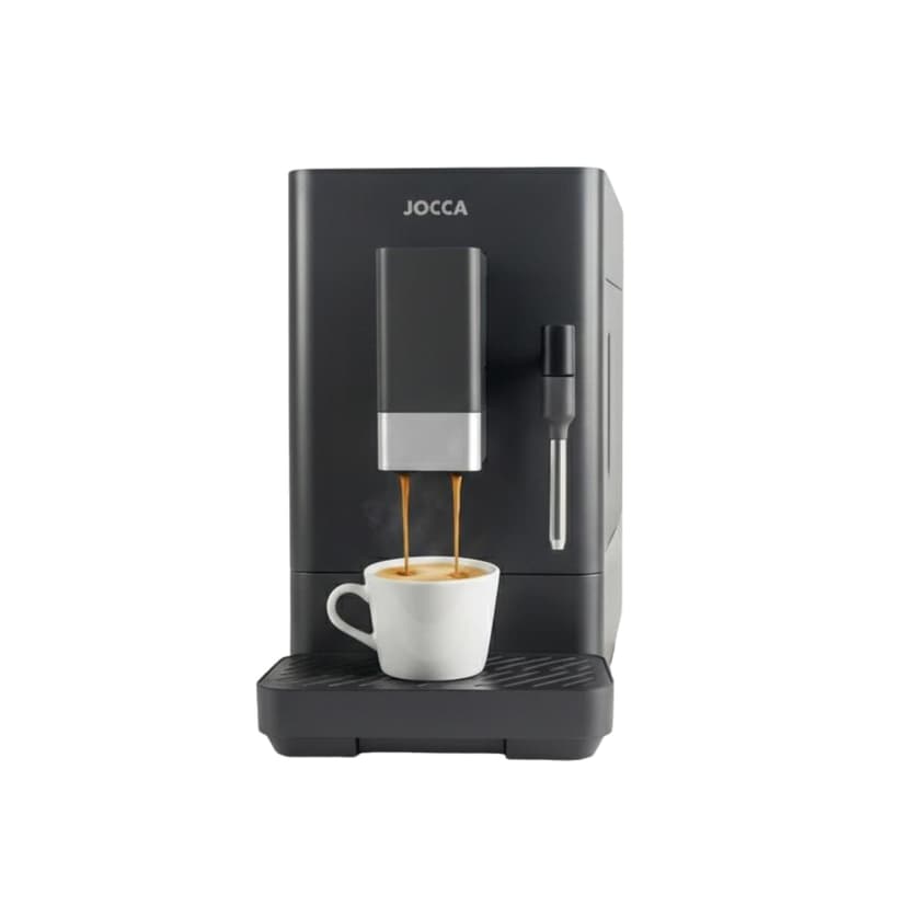 Jocca - Superautomatic Coffee Maker 20 Bars, 1350W, 1.5L Reservoir, 15 Levels Integrated Grinder, Milk Steamer, Espresso Functions, Double Espresso and American, Self-Cleaning System - 1