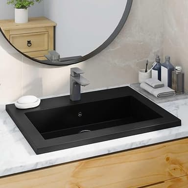 Cervaline Lavabo en Granit 600 x 450 x 120 mm Noir,Quinca…