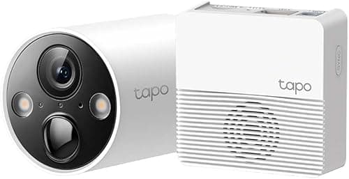 TP-Link Tapo C420S1 indoor & outdoor surveillance camera, 2K high resolution, 5200mAh rechargeable battery, full color night vision, AI, microSD card & cloud storage, 1 cam with hub