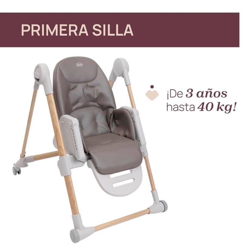 Chicco Polly Armonia Chaise Haute Bebé Évolutive, pour Enfants de 0 Mois à 40 kg, 9 Niveaux de Hauteur, 3 Positions d'Inclinaison, Repose-Pieds Réglables, Pliage compact, 4 Roues, Brun - 8