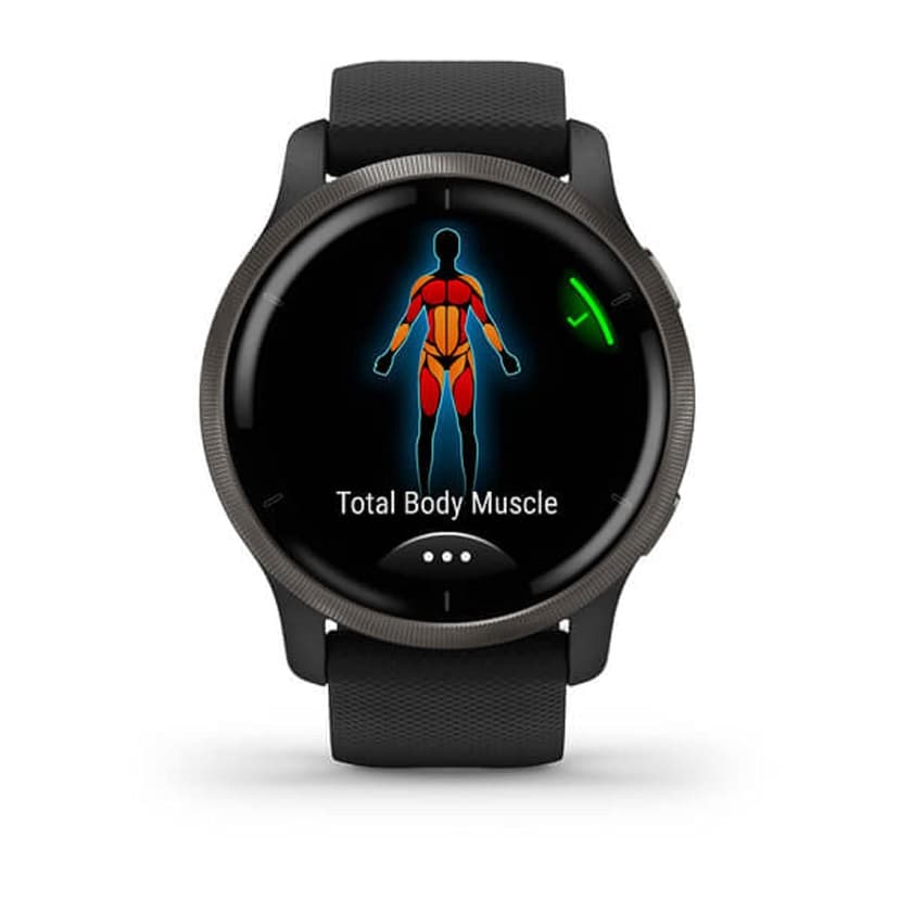 Garmin Venu 2 - Montre connectée GPS Multisports avec écran AMOLED, autonomie Longue durée (11 Jours) – Gris avec Bracelet Noir - Boîtier 45 mm - 6