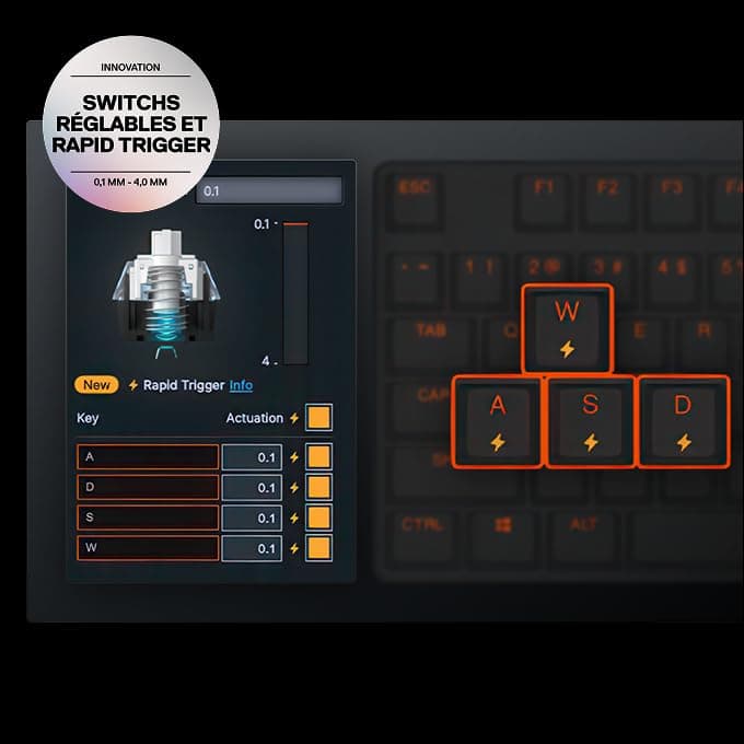 SteelSeries Apex Pro TKL Gen 3 - White Gaming Keyboard - Adjustable Hall Effect Switches; OmniPoint 3.0 - Game-Ready Presets - Rapid Trigger, Protection Mode, Rapid Tap/SOCD - French AZERTY - 7