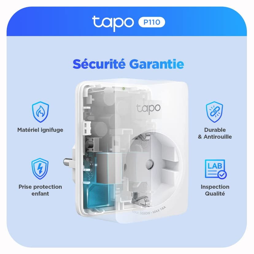 Tapo WiFi Connected Socket, Consumption Tracking, 16A Type F, Compatible with Alexa and Google Home, Control Fan, Air Conditioner, Energy Saving, Voice Control, Tapo P110(4-Pack) - 9