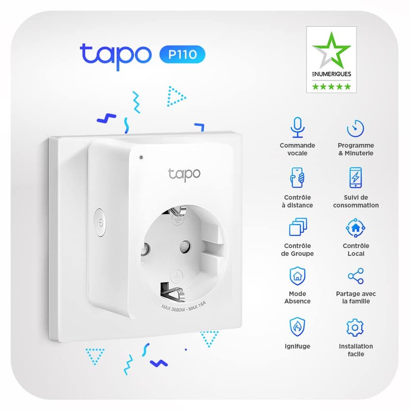 Tapo WiFi Connected Socket, Consumption Tracking, 16A Type F, Compatible with Alexa and Google Home, Control Fan, Air Conditioner, Energy Saving, Voice Control, Tapo P110(4-Pack) - 2