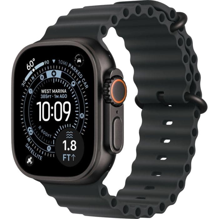 Apple Watch Ultra 3 [GPS + Cellular 49mm] Running and Multisport Smartwatch with Black Titanium Case and Black Ocean Strap, Satellite Communications, Health and Activity Tracking