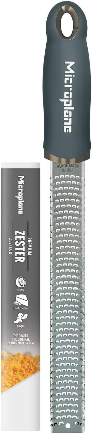 Microplane Zester Grater in After Dark Grey for Citrus Fruits, Hard Cheese, Ginger, Chocolate and Nutmeg with Fine Stainless Steel Blade - Made in USA - 1