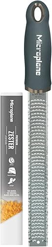 Microplane Zester Grater in After Dark Grey for Citrus Fruits, Hard Cheese, Ginger, Chocolate and Nutmeg with Fine Stainless Steel Blade - Made in USA