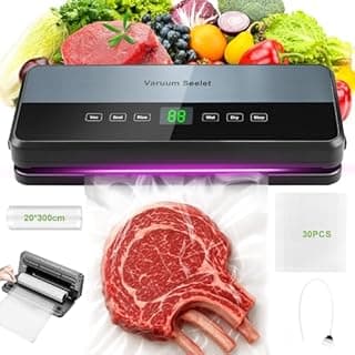 Vacuum Sealer, Vacuum Sealer with Vacuum Bags, 6 in 1 Vacuum Sealer for Dry, Moisture, Fresh, Foil Sealing Machine with Built-in Cutter with 30 Vacuum Bags and 1 Roll of Vacuum Roll - 1