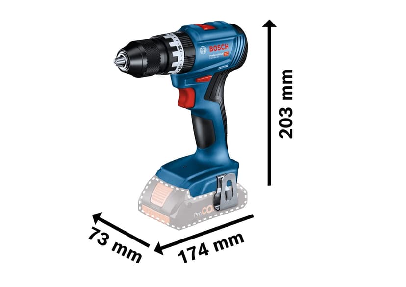 Bosch Professional GSB 18V-45 18V System Cordless Hammer Drill (Speed 1,900 min-¹, Includes 2X 2.0Ah Battery, GAL 18V-20, L-BOXX) - 3