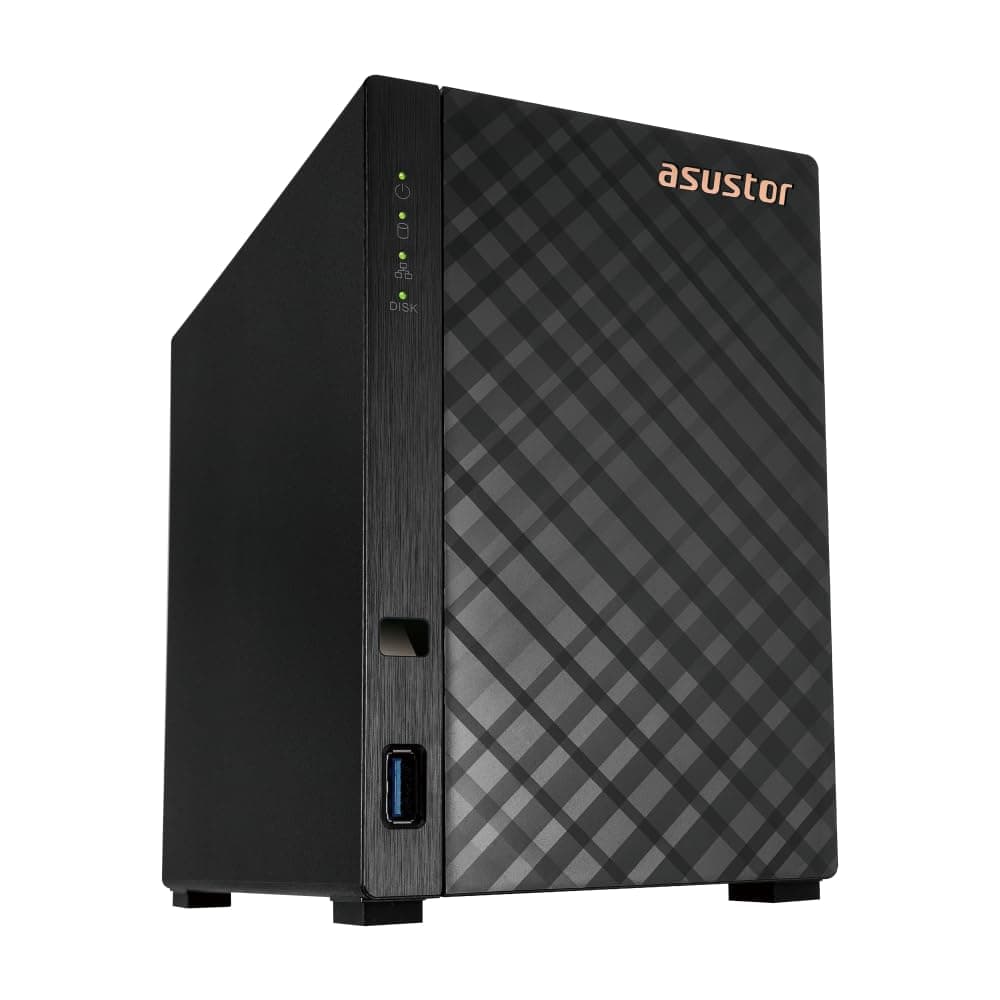 Asustor Drivestor 2 Gen 2 AS1202T, 2 Bay NAS, Quad-Core 1.7GHz CPU, 2.5GbE Port, 1GB DDR4, 3 USB 3.0, Network Attached Storage for Personal and Home Cloud Backup (Diskless)