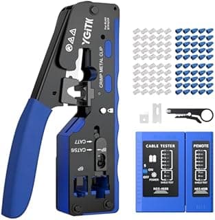 RJ45 Crimp Tool Kit, 3-in-1 Crimper, Stripper, Cable Test…