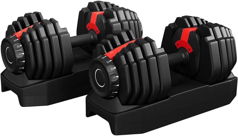 Yaheetech Set of 2 Adjustable Dumbbells 15 Levels Steel 2.5-24 kg Instant Adjustment Double Lock Anti-Slip System for Gym Home Office - 1