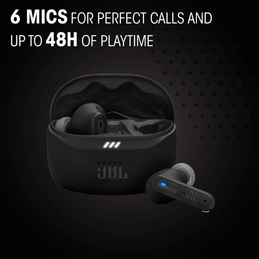 JBL Tune Beam 2, Wireless Noise Cancelling Bluetooth Earbuds with 48h Playtime, IP54 Water and Dust Resistant, Multi-Point Connection, Ergonomic Design, Closed-Back Stick Design, White - 4