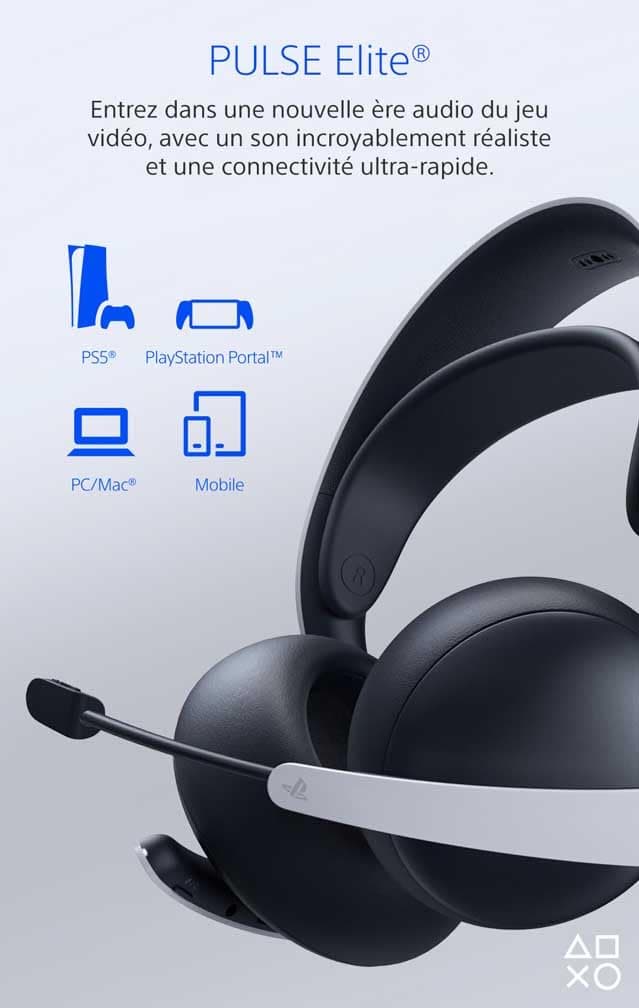 Playstation Sony, Casque-Micro sans Fil Pulse Elite 5, Compatible PC et Mac, Audio sans Perte Link, Micro Rétractable, Réduction de Bruit IA, 30h d’Autonomie, Couleur : Blanche - 2