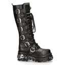 New Rock 272-S1 Bottes Hautes Gothiques Emo en Cuir Noir Métallisé Avec Lacet et Fermeture à Boucle 6.5 - 4