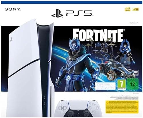 Sony, PlayStation 5 Édition Standard, Fortnite Cobalt Star, PS5 avec 2 Manettes Sans Fil DualSense, Couleur : Blanche
