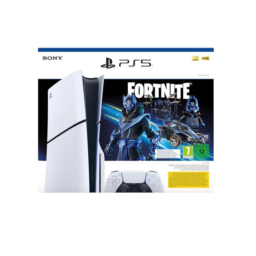Sony, PlayStation 5 Édition Standard, Fortnite Cobalt Star, PS5 avec 2 Manettes Sans Fil DualSense, Couleur : Blanche - 1