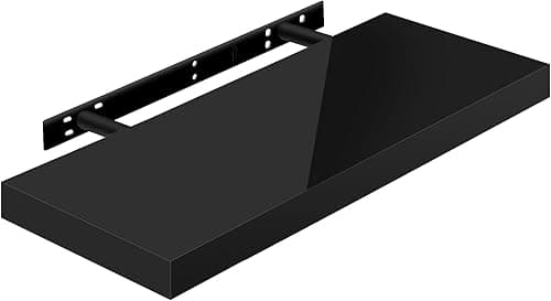 WOLTU Volato RG9478sz Floating Wall Shelf High Gloss Black, CD DVD Shelf Bookshelf Wooden Board 60x22.9x3.8cm