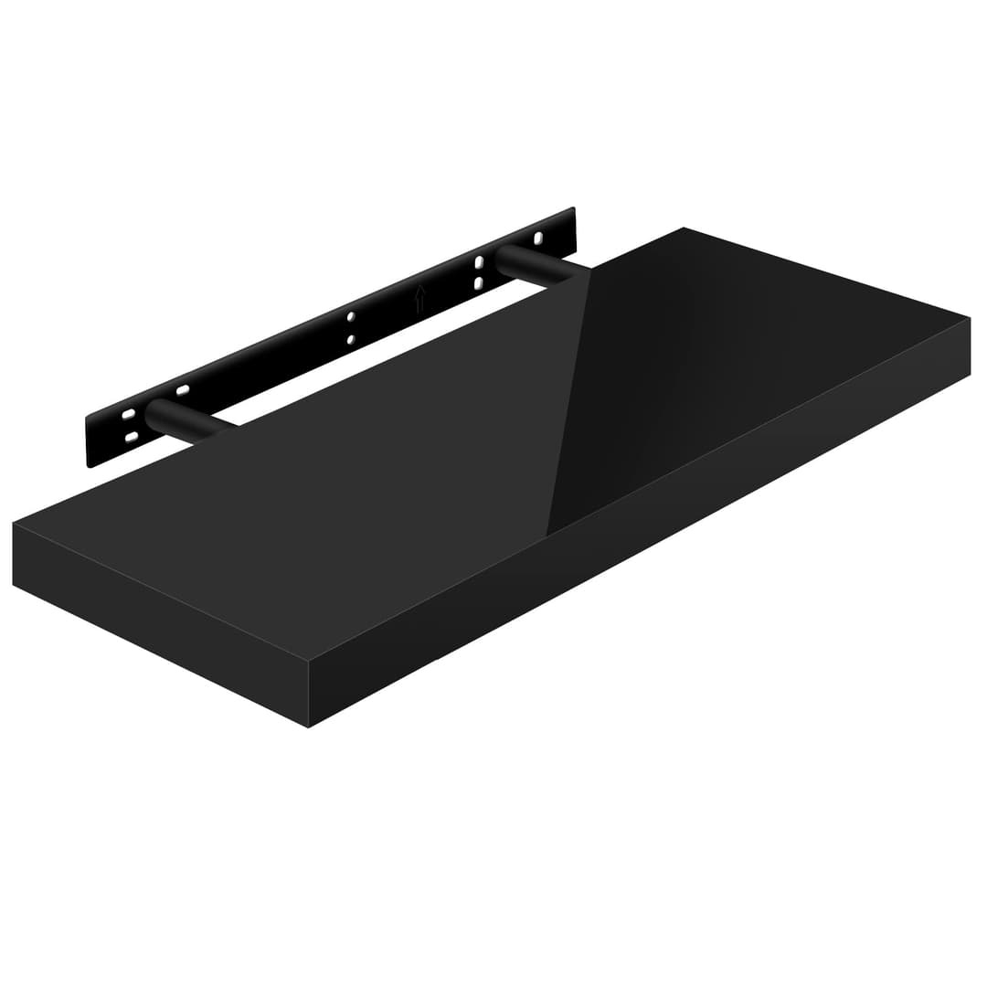 WOLTU Volato RG9478sz Floating Wall Shelf High Gloss Black, CD DVD Shelf Bookshelf Wooden Board 60x22.9x3.8cm
