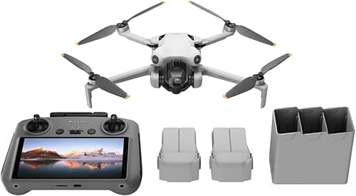 DJI Mini 4 Pro Fly More Combo with DJI RC 2 (screen remote controller), Folding Mini-Drone with 4K HDR Video Camera for Adults, Under 0.549 lbs/249 g, 34-Min Flight Time, 2 Extra Batteries